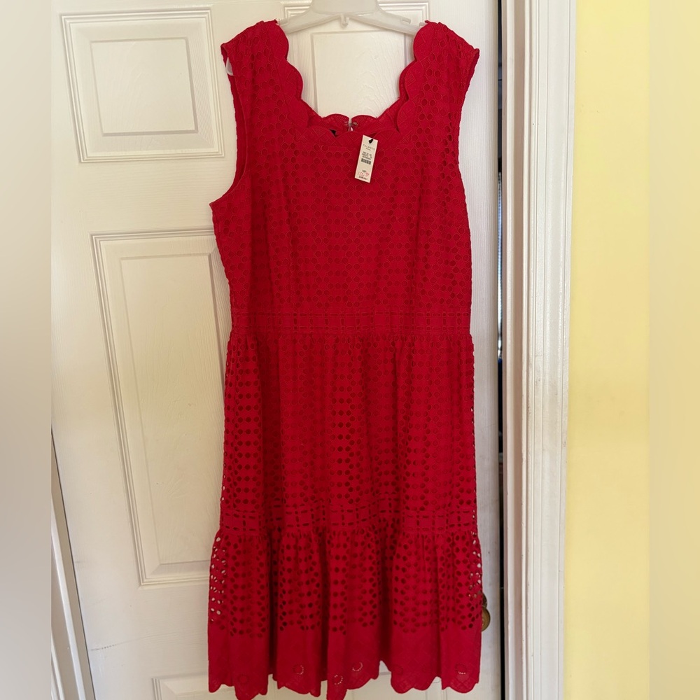 Talbots Vibrant Red Eyelet Dress